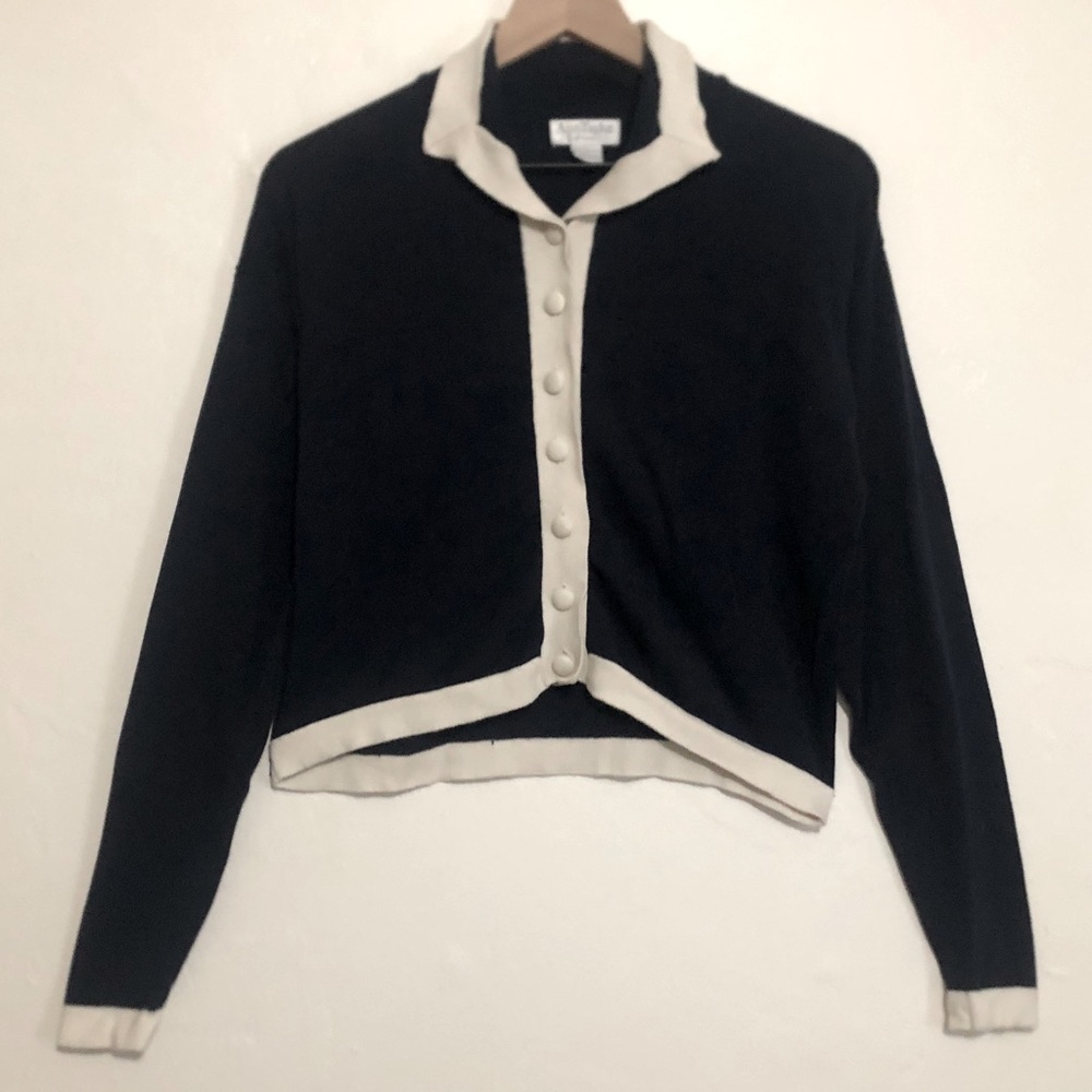 Ann Taylor Black and Cream Cardigan